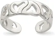 [Generic] 925 Sterling Silver Solid Polished Laser Etched Love Heart Toe Ring Jewelry Gifts for Women