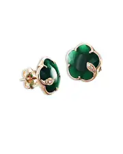 Pasquale Bruni 18K Rose Gold Petit Joli Green Agate & Diamond Stud Earrings