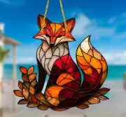 SUNCATCHER- Fox Vintage Style Suncatcher - Acrylic Stained Glass Style