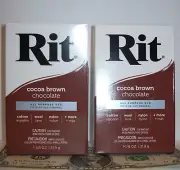 2 Boxes RIT Powder Dye Cocoa/Chocolate Brown 1-1/8oz All Purpose Fabric Clothes