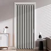 AJAZZ Magnetic Door Curtain Pleated Door Curtain Folding Door Shower Curtain Accordion Door Closet Door Curtain Invisible Applicable Bedroom Room Living Room Doorway(Gray,42" W x 78" L)+Rod
