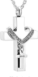[MEMORIALU] Cross Urn Necklaces for Ashes Cremation Crucifix Keepsake Memorial Pendant Necklace