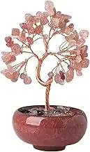 Natural Crystal Tealight Bowl Fortune Tree of Life Creation Art Desk Home Decoration Handmade Crafts/1132(Red)