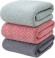 YURIRIA Bathroom Towel 3 Pack Ultra Soft Water Absorbent Towel Set, Quick Drying Microfiber Towels for Bathrooms, Hotels, Homes, and Swimming Pools (Red+Green+Dark Grey)