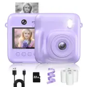 Instant Print Camera - 48MP Kids Digital Camera with Selfie Lens, Print Paper...