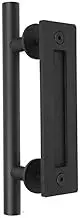 AIMALL 12-Inch Barn Door Handle – Stainless Steel Sliding Flush Pull for Wood Doors & Gates, Black Inlaid Design for Modern Hardware