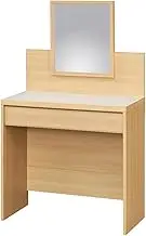 Shirai Sangyo AM2-1480DS NA Dresser Table Dresser Table Stylish Natural Brown Wood Scandinavian Style Drawer Storage Desk Width 31.5 x Depth 16.4 x Height 53.1 inches (80 x 41.6 x 135.1 cm)
