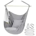 Y- Stop Hammock Chair Hanging Rope Swing Chair, Max 500 Lbs, 2 Seat Light Grey
