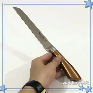 88-德國Zwilling/雙人牌不鏽鋼加厚加重款土豪金鋒利鋸齒麵包刀凍肉刀 刀具