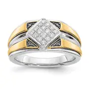 14k Two-Tone Gold Black u0026 White Real Diamond Men's Ring