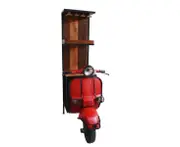 RED VESPA SCOOTER BAR / WINE RACK / DISPLAY CABINET / SHELF - ON BODY OF VESPA