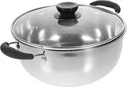 Hoement 1pc Stainless Steel Steamer Pot Capacity Soup Pot Kitchen Supply for Induction and Gas Cookers Easy to Clean Design