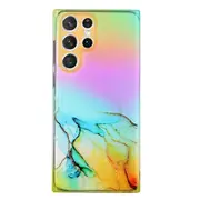 Colorful Laser Embossing Anti-scratch Light Thin Marble Pattern Soft Twisted Tpu Phone Cover Case For Samsung Galaxy S22 Ultra 5g - Purple