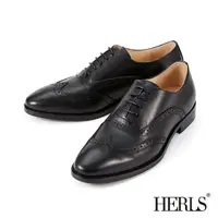 在飛比找momo購物網優惠-【HERLS】男鞋系列-全真皮翼紋沖孔鞍部牛津鞋(黑色)