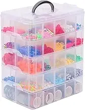 Craft Storage Box 5-Tier - Detachable Plastic Stackable Craft Storage Containers with 50 Compartments for Lego, Bead, Jewellery, Sewing & Diamond Painting Storage, 24cm x 15.5cm x 32cm