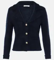 [Dorothee Schumacher] Dorothee Schumacher Fluffy Statements wool and cashmere cardigan AU 14 blue