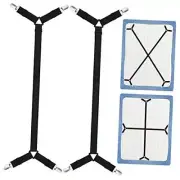 Bed Sheet Fasteners Straps Adjustable Bed Sheet Holder Bands with 2 Pcs Black