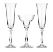Crystalex 94586/SET Angela 3-pcs Set, 7.28" Candlestick Holder + 2 Flute 6.42 oz