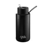 Frank Green Reusable Ceramic Bottle with Straw Lid Black 1L