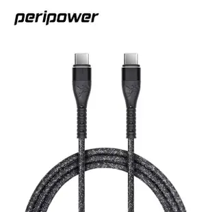 【peripower】CD-01 精研編織系列 USB-C to USB-C PD 快充傳輸線-鐵礦黑-60W(Type-C to Type-C / 100 cm)