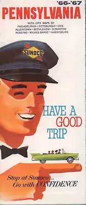 1966 Sunoco Road Map: Pennsylvania NOS