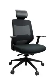 Office Desk Chair Mesh Back with Arms & Headrest High Back Vogue Black