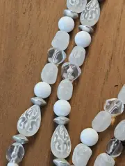Lucite Long Beaded Necklace Hong Kong Frosted Beads Long