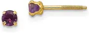 [JewelryWeb] 14ct Yellow Gold Polished Screw back Post 3mm Amethyst Teen Earrings 4x4mm