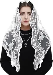 [Mantveil] Vintage Inspired Triangle Lace Chapel Veil Catholic Latin Mass Head Covering Scarf Mantilla Veils for Church