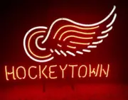 Detroit Red Wings Hockeytown 20"x16" Neon Sign Bar Lamp Beer Light Night