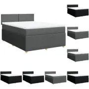 Box Spring Bed with Mattress Bedstead Double Bed Light Grey Queen Fabric vidaXL
