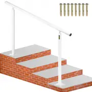 VEVOR Handrail for Outdoor Steps Aluminum StairHandrail Fit 0-5 Steps w/ Installation Kit