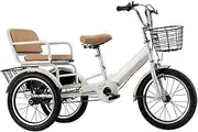 3 Wheels Bicycle,Rickshaw Tricycle with Pedals,Tandem Trike with Back seat,seat with Belt and armrest,Front and Rear Wheel Brakes,Outdoor Cruiser Bike,Pneumatic tire Spoke Wheels