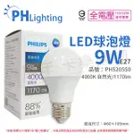 【PHILIPS 飛利浦】6入 LED 9W E27 4000K 全電壓 自然光 新版 易省 球泡燈_PH520550