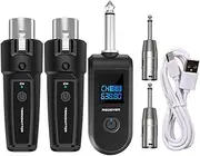 Wireless Microphone Audio Transmitter and Receiver System - 10 Channels Wireless Audio Dynamic Microphone Adapter - Plug-on Transmitter and Receiver for Guitar Bass Electric Instruments