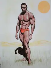Male figure drawing Ink and watercolor artist Jerome Cadd Surge Nubret
