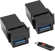 USB Keystone Jack Coupler | 2-Piece USB3.0 Outlet Panel Interface Plug Insert,USB Wall Plate Accessories, Coupler Adapter for Hotel, Apartment, Living Room, Study Room