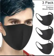 3pcs Face Mask PM 2.5 Anti-Fog Haze Face Mouth Cover Breathable Filter Washable