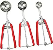 B Baosity 3 Pieces Cookie Spoon Ice Cream Spoons Modern Fruit Baller Spoon Spring Loaded Melon Ball Scoop Kitchen Utensil