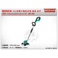 在飛比找蝦皮購物優惠-＊中崙五金【缺貨中】Bosch 36V充電鋰電割草機 Adv