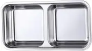 TOPPERFUN Stainless Steel Double Compartments Spice Dish Seasoning Plate for Home Kitchen BBQ and Picnic Practical Flavor Dish for Condiments and