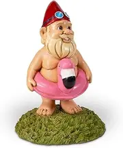 Kwirkworks Funny Garden Gnome - Flamingo Pool Float Lawn Statue Figurine - Fun Gift