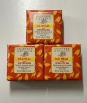 Lot of 3 Crabtree & Evelyn Oatmeal & Wheatgerm Triple Milled Bar Soap 3X3.5oz