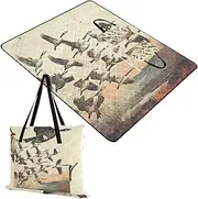 Yoogain Outdoor Mat Portable Camping Party Foldable Picnic Blanket for Outdoorsy People Couples Gift Wild Geese Brown Sky 60x80in
