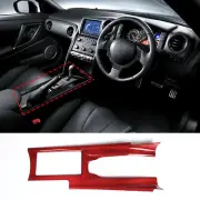 Red Carbon Car Center Control Gear Frame Panel Trim For Nissan GTR R35 2008-2016