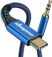 KOOPAO USB C to 3.5mm Audio Aux Jack Cable, Type C to 3.5mm Headphone Stereo Cord Car Compatible with iPhone 16 15 Plus/15 Pro Max, Galaxy S23 S22 S21 S20, MacBookiPad Pro (Blue, 3.28Ft)