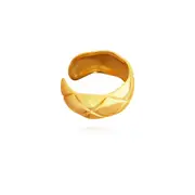 Culturesse Muccia Sterling Silver Artisan 2cm Open Ring 18K Yellow Gold Plating