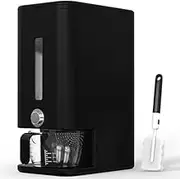 Retail Blade 25lb Rice Dispenser - Air Tight Grain & Rice Container With Easy To Use Dispensing, Measuring Cup, & Sponge - NEW Black Design Grain Storage Container