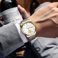 在飛比找蝦皮商城精選優惠-腕錶現貨禮物時尚休閒新款男士全自動機械錶雙歷真鑽商務手錶男防