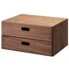 MUJI STACKABLE WOOD CHEST 2 RECTANGULAR DRAWERS WALNUT 14 x 7 x 11 in FedEx